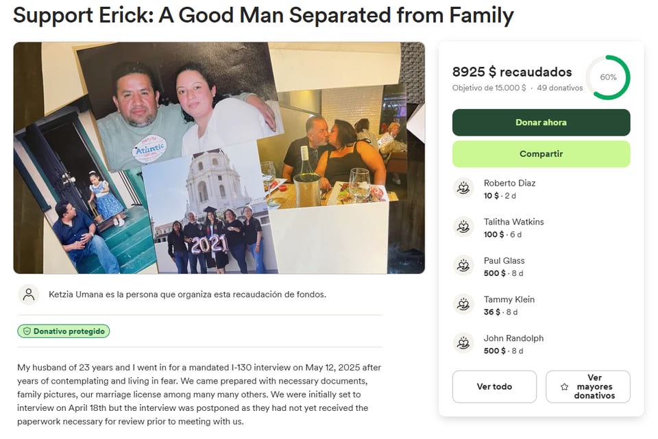 erick, gofundme, arrestado, ice, guatemala