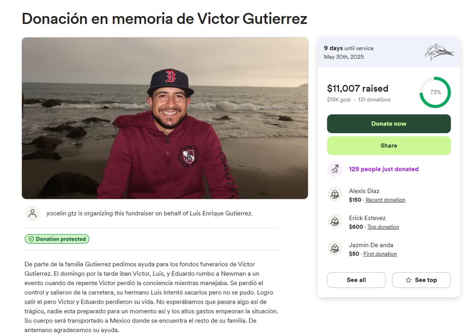 victor, familia, hispana, apoyo, muere
