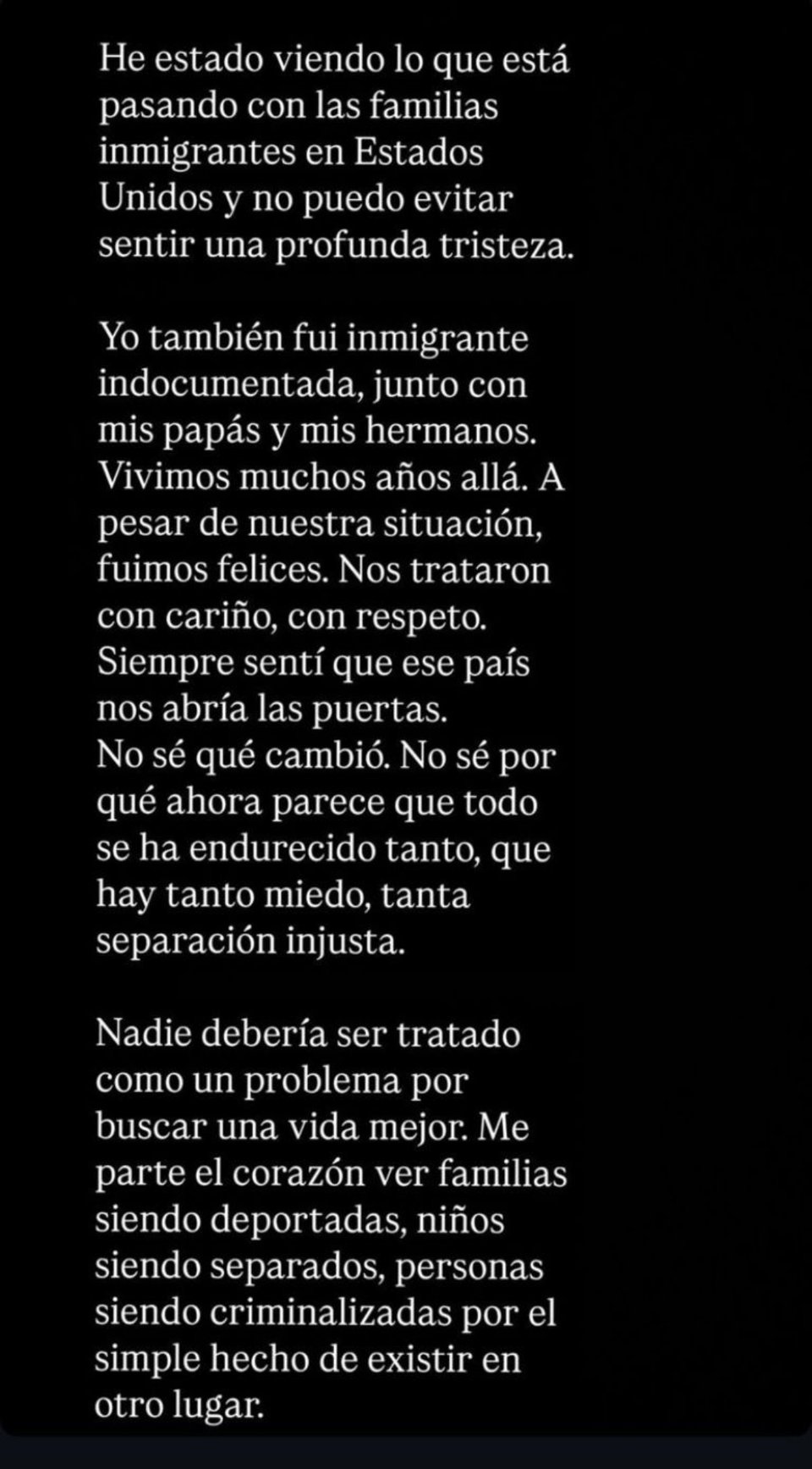 La cantante se expresa a través de redes sociales