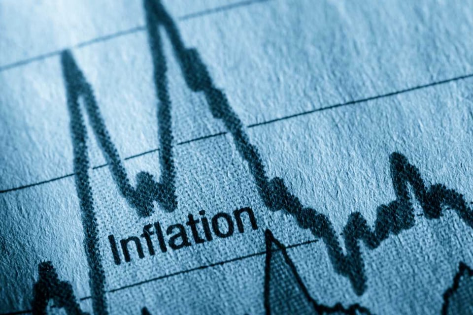 grafico en papel con palabra inflation