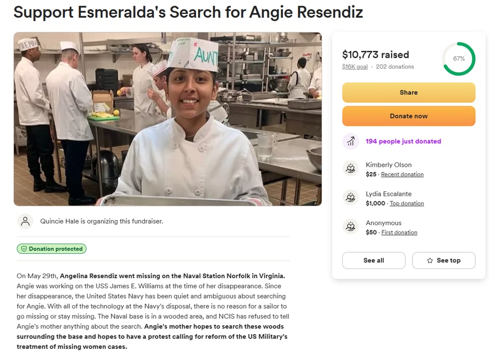 angelina, resendiz, apoyo, gofundme, funeral