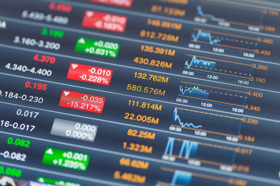 monitor con valores de mercados financieros