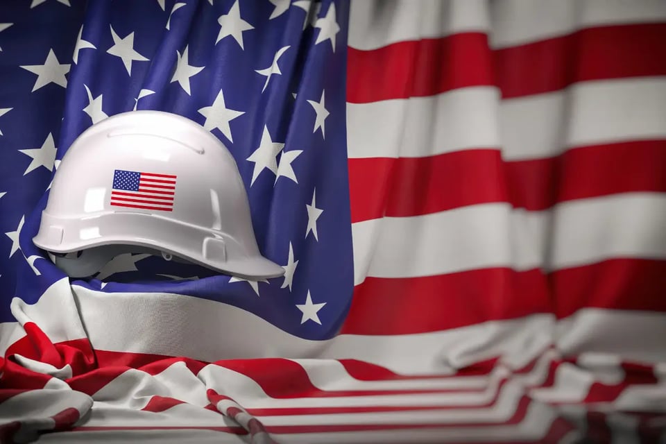 bandera estados unidos, casco, trabajo en estados unidos