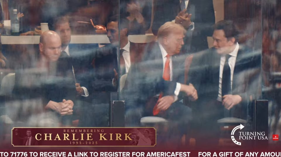 Trump Musk reconciliation at Kirk’s memorial