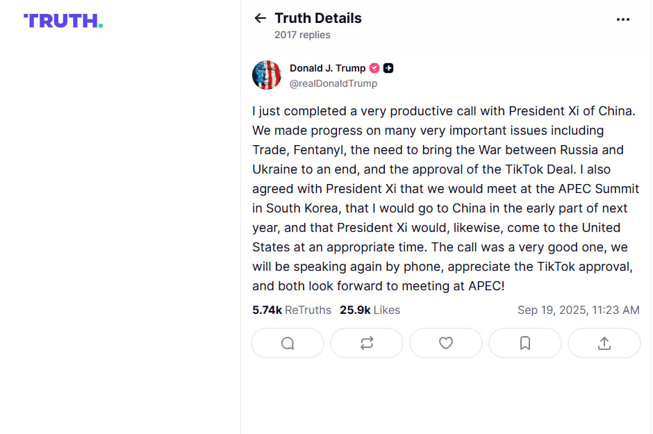 trump, china, llamada, thruth, social 
