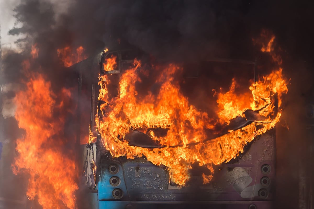Pilgrim Bus Crashes Into Fuel Tanker and Bursts Into Flames, Leaving 45 Dead
