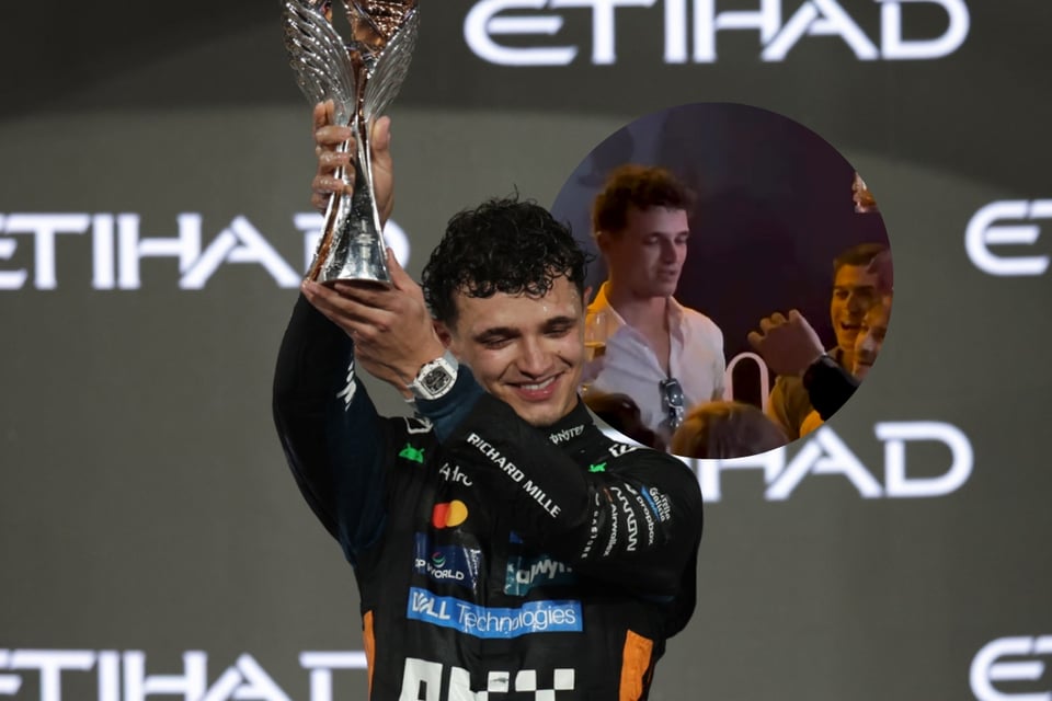 Lando Norris expulsa a fan en su fiesta del título