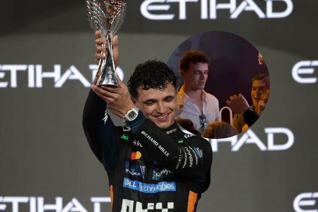 Lando Norris expulsa a fan en su fiesta del título