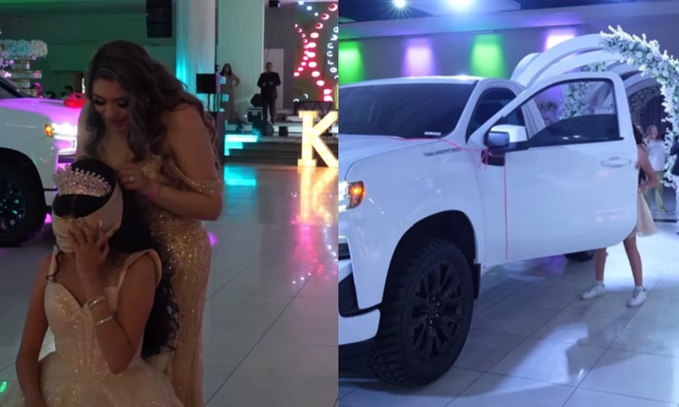 camioneta, quinceanera, cumpleanos, sorpresa, regalo