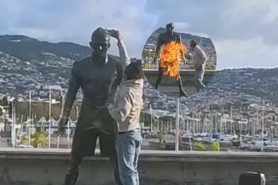Incendió estatua de Cristiano Ronaldo y lanzó mensaje religioso