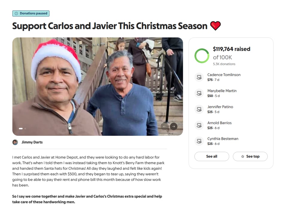 carlos , y , javier, trabajadores, apoyo, ayuda , Hispanic workers Home Depot fundraiser