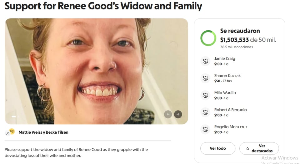 GoFundMe de Renee Good supera 1.5 millones de dólares