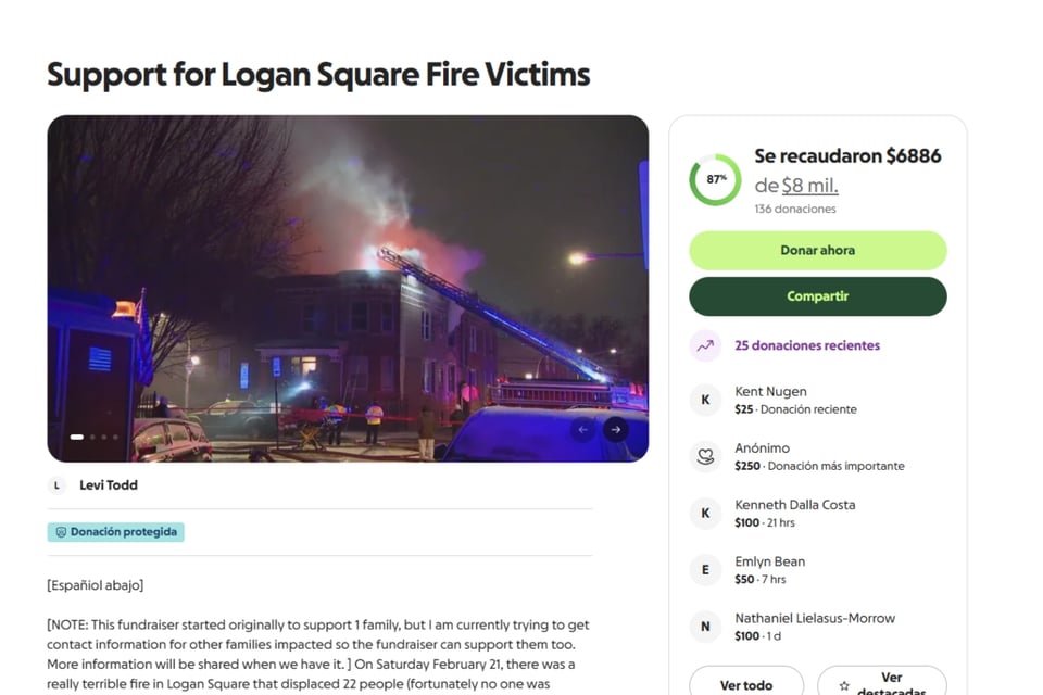 Incendio, Chicago ,GoFundMe, MundoNOW