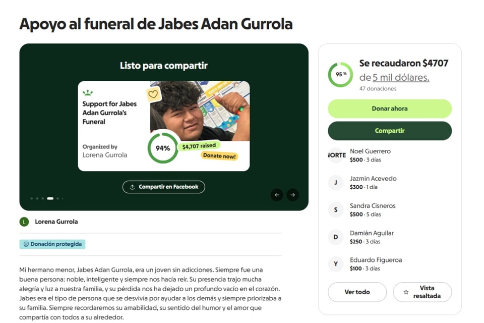 Joven asesinado, Costco ,GoFundMe 