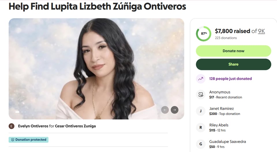 lupita, madre, hispana, ayuda, apoyo, desapareceida