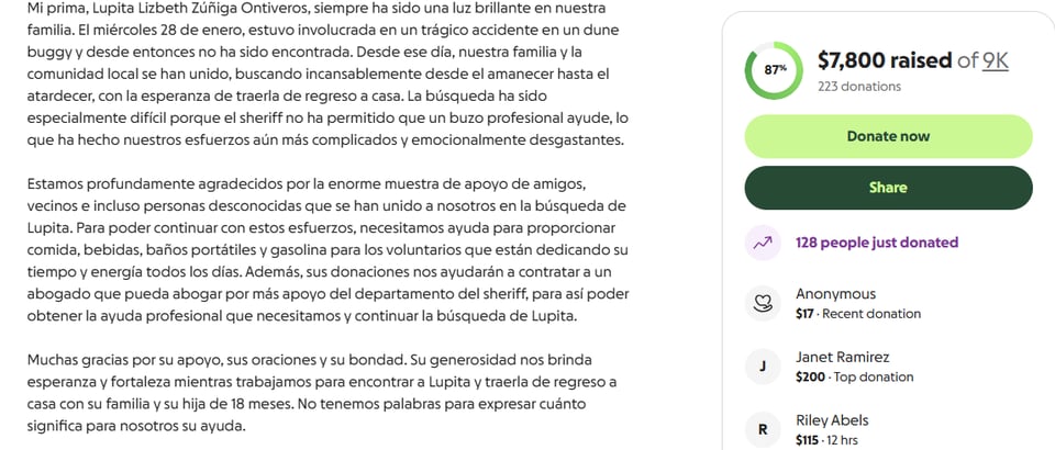 madre, hispana, lupita, apoyo, busqueda