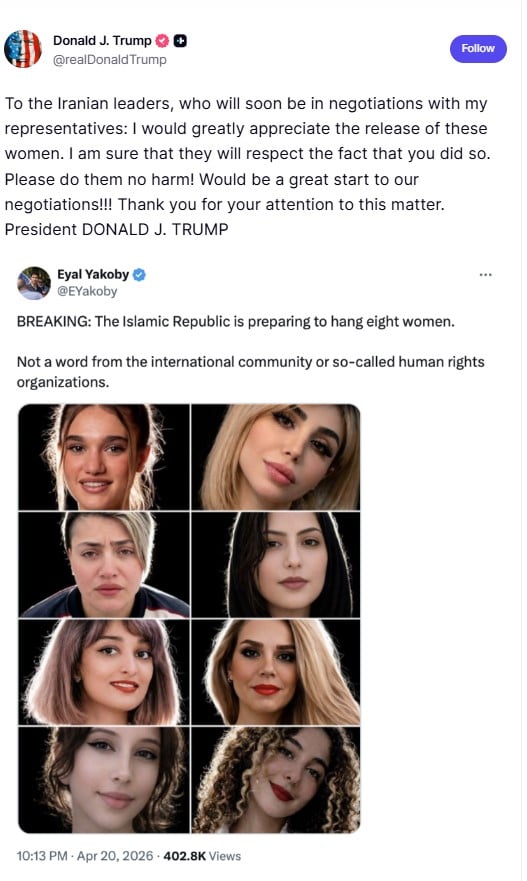 mujeres, trump, iran, dano, neogciacion, condicion, iran 