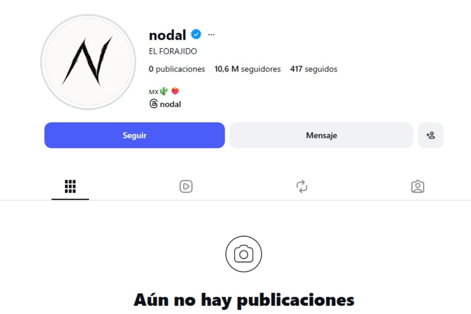 Causa confusión en seguidores-Foto: Captura de pantalla Instagram Nodal