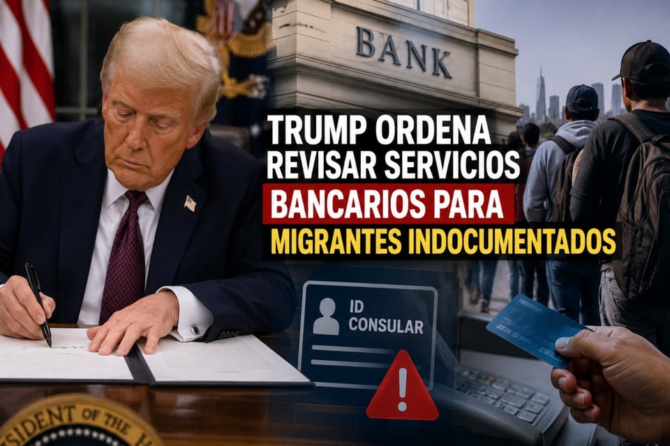 Trump firma orden que impacta cuentas bancarias de migrantes