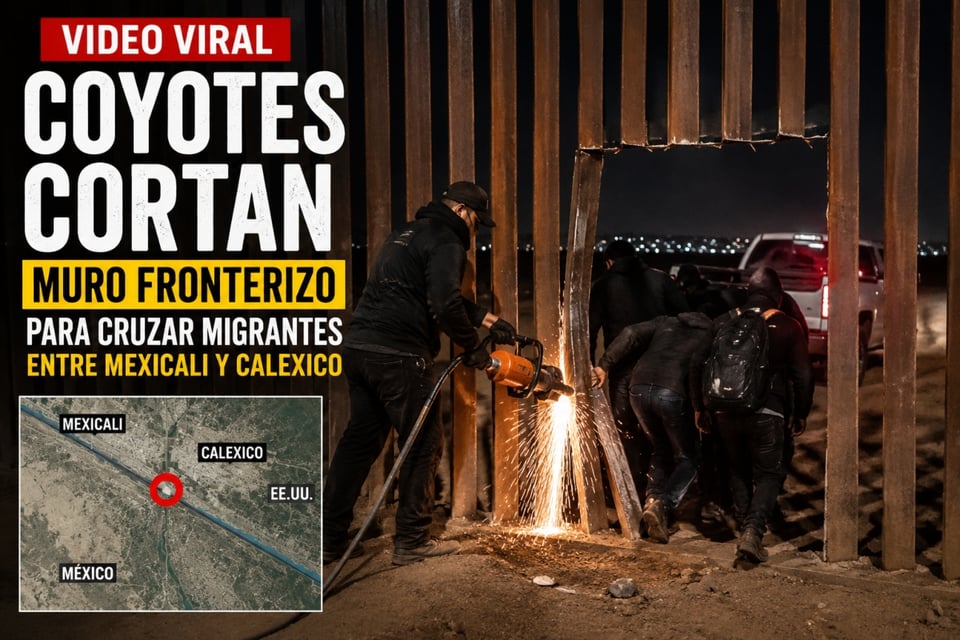 Coyotes destruyen muro fronterizo para cruzar migrantes a EE.UU.
