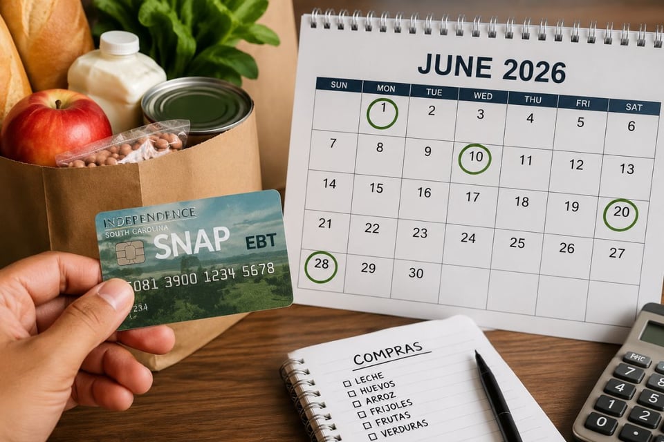 Calendario de pago cupones de alimento SNAP junio 2026