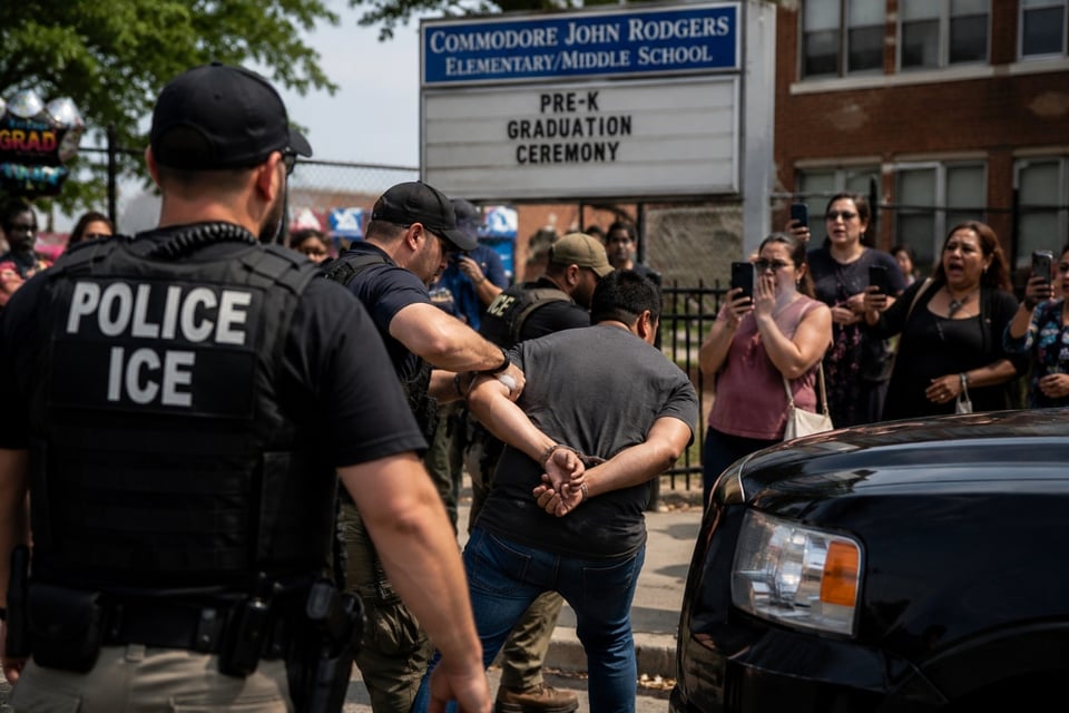 Pareja inmigrante es arrestada por ICE en plena ceremonia de graduación de sus hijos; DHS explica operativo