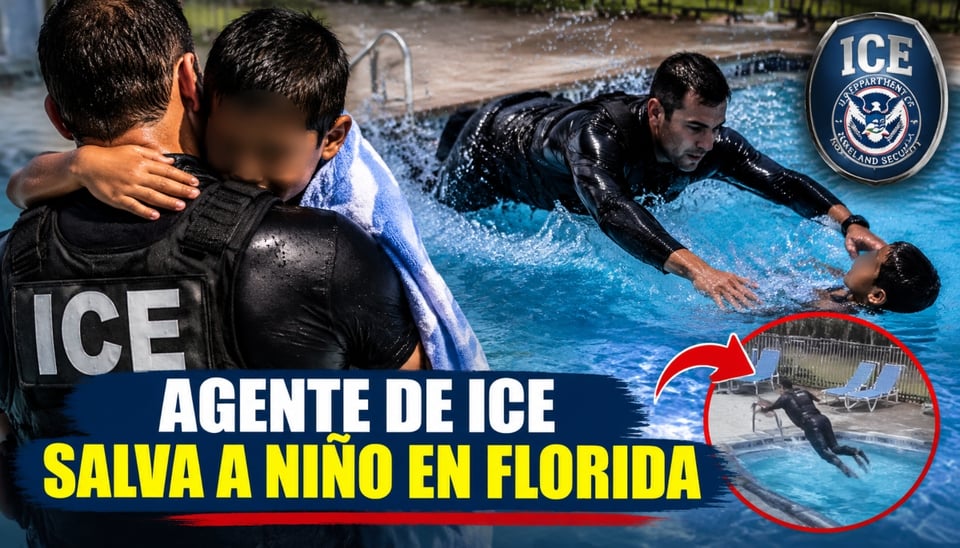 Agente de ICE se lanza a una piscina y salva a un niño inconsciente en Florida