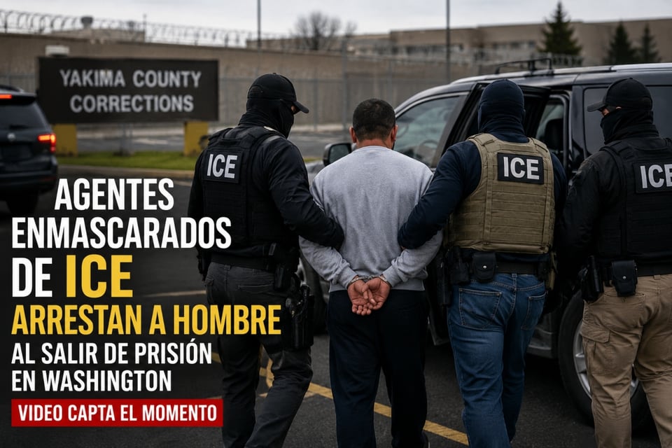 Video muestra a agentes enmascarados de ICE arrestando a hombre al salir de prisión