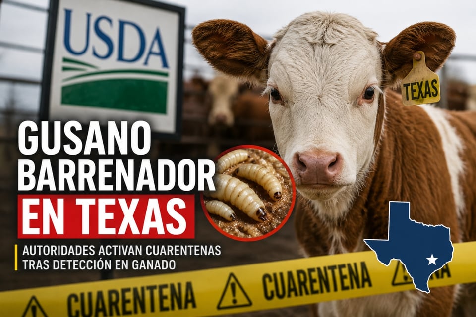 Gusano barrenador en Texas reaparece y activa medidas de emergencia del USDA