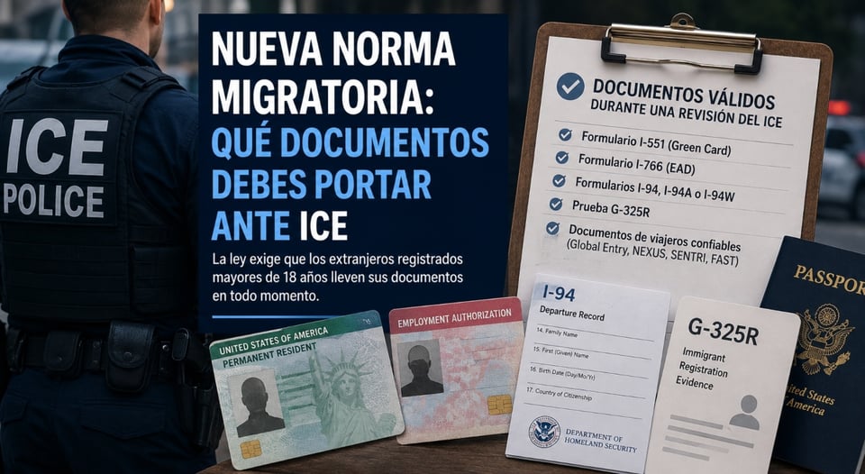 ¿Qué documentos debe portar un migrante ante ICE tras nueva norma?