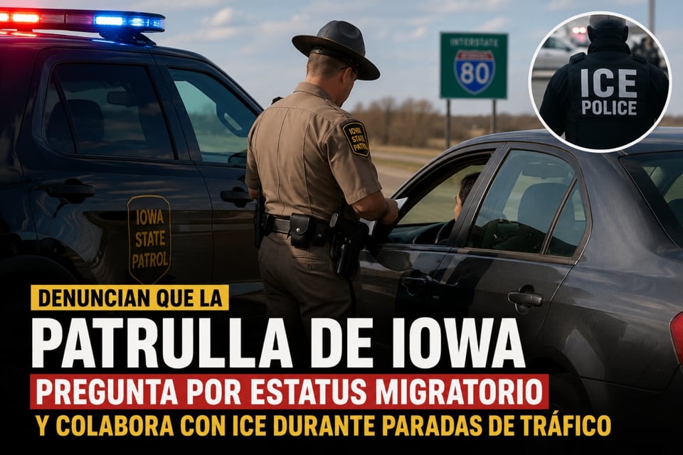 Denuncian que Iowa pregunta estatus migratorio a conductores en paradas de tráfico