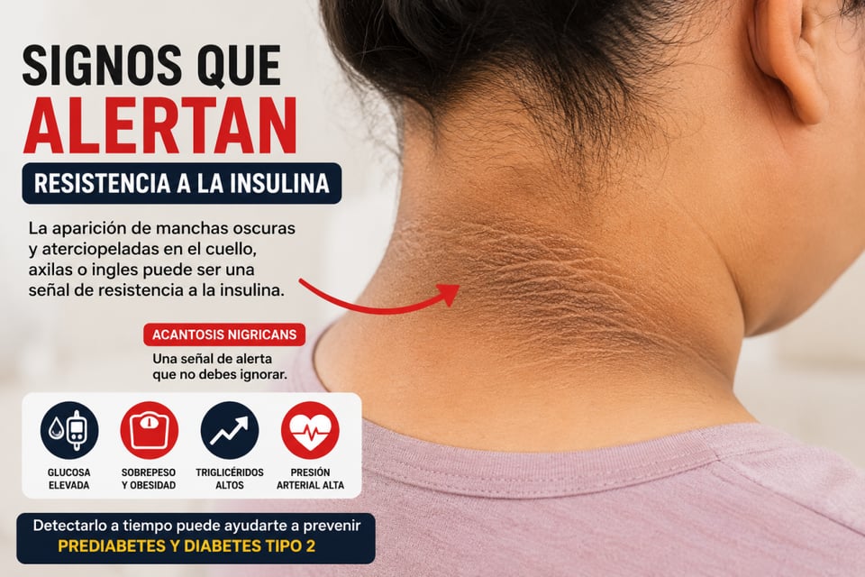 resistencia a la insulina, cuello, sintomas, signos, salud, diabetes