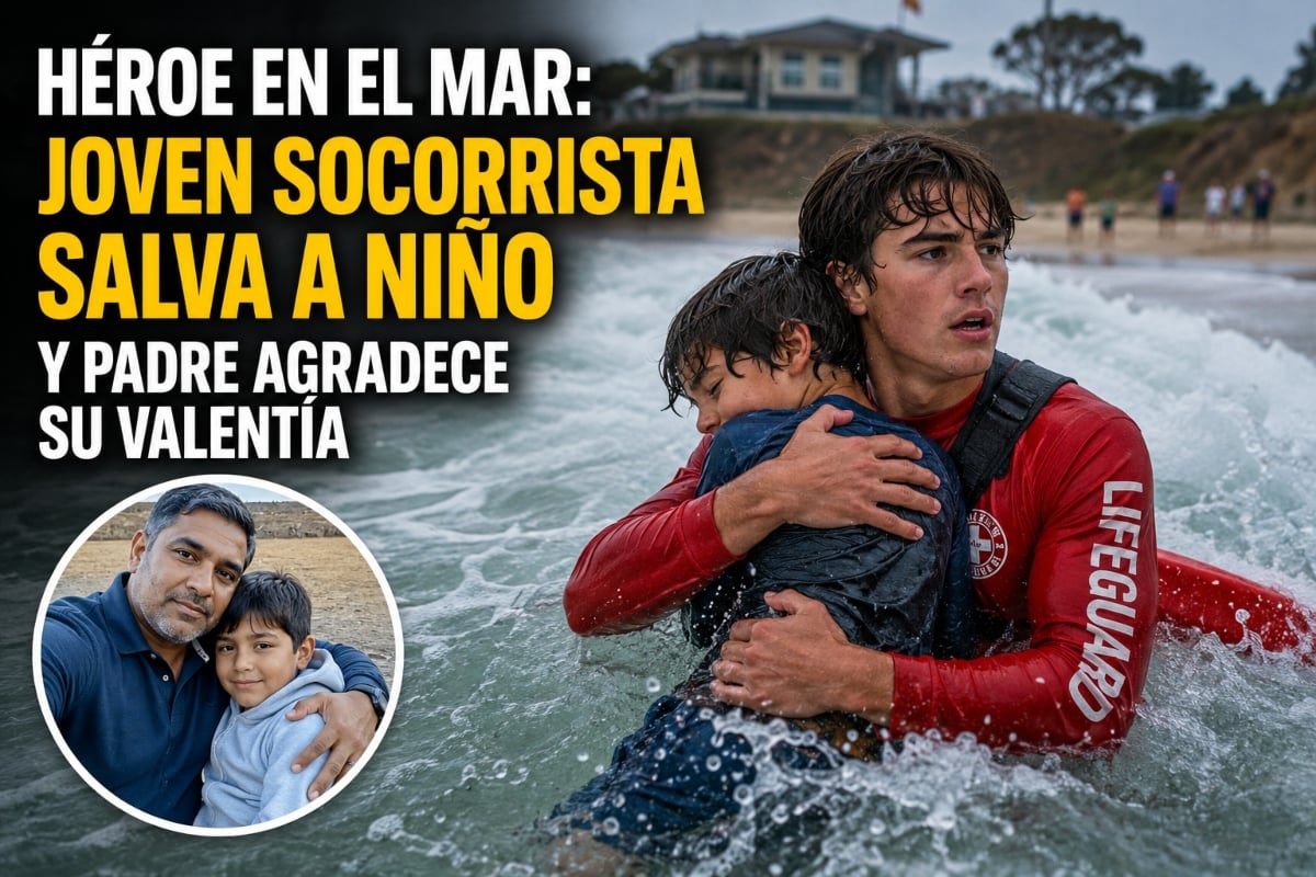 Padre rompe el silencio tras rescate de su hijo de las fuertes olas en California: “Le estaré eternamente agradecido”