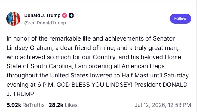 lindsey graham senador trump muerte 