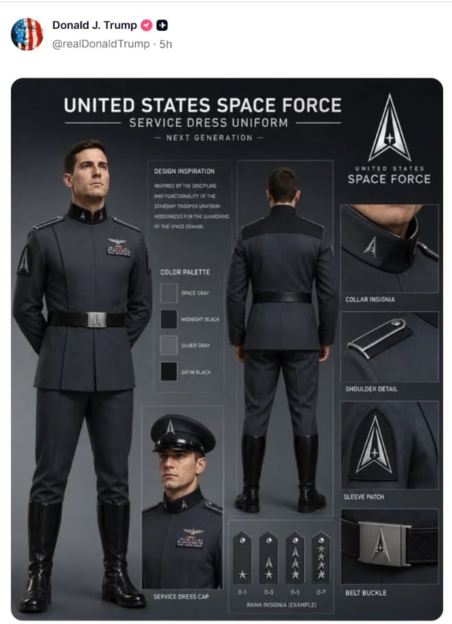 Trump Reveals Possible Space Force Uniform, Sparking Design Controversy
