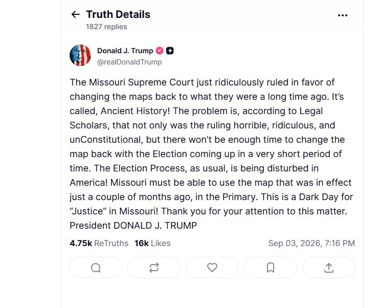 Missouri, USA, elections, Missouri Supreme Court Blocks Trump-Backed Congressional Map