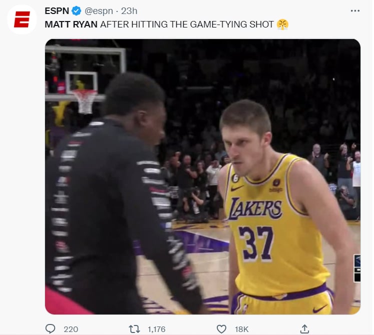 Matt Ryan Lakers: ¿Más de cinco minutos de fama?