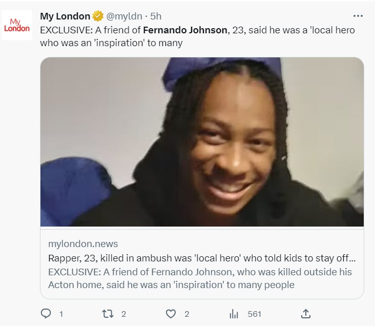 London aspiring musician dies: "It's a tragedy"