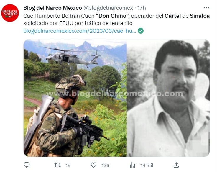 Arrestan Don Chino Cártel Sinaloa: ¿Un miembro cercano a los Guzmán Loera?