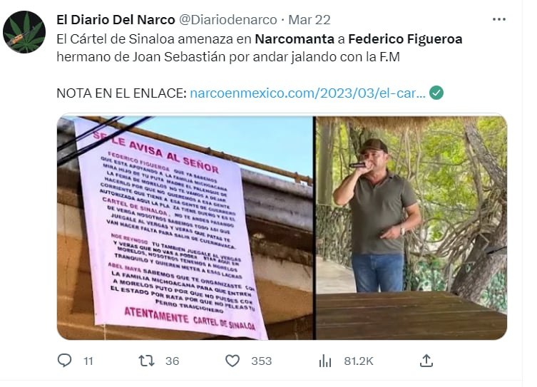 Amenaza narcos Joan Sebastian: ¿La familia Figueroa está relacionada con el narcotráfico?