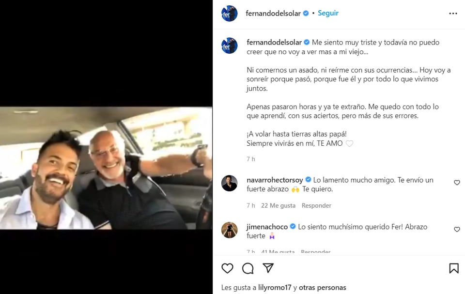 Fernando del Solar luto: "Me quedo con lo que aprendí"