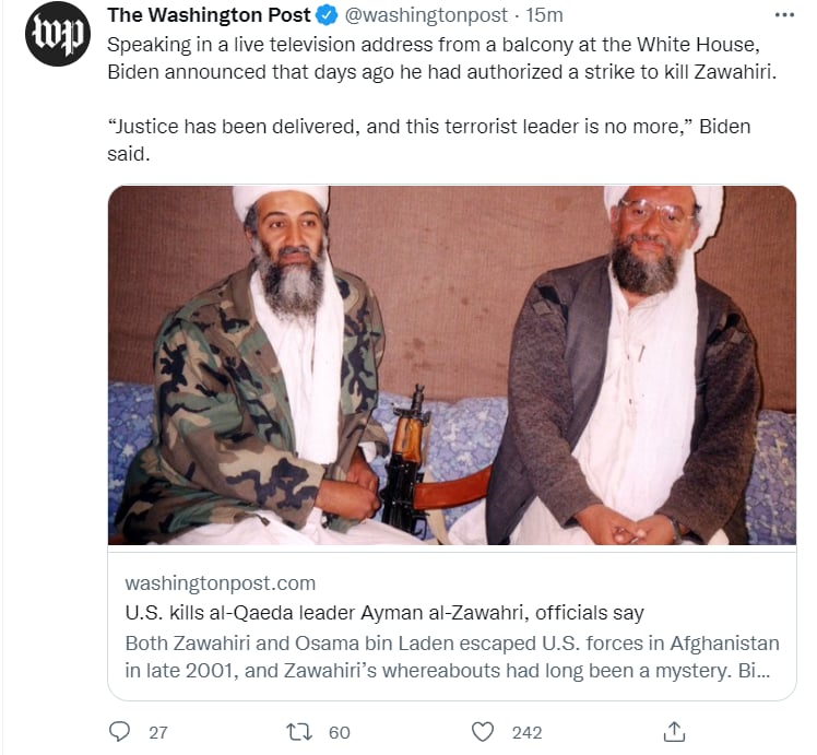 Biden muerte líder AlQaeda: ¿Una misión exitosa?