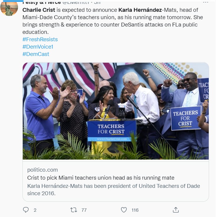Compañera hispana Charlie Crist: ¿Qué ha mencionado el demócrata?