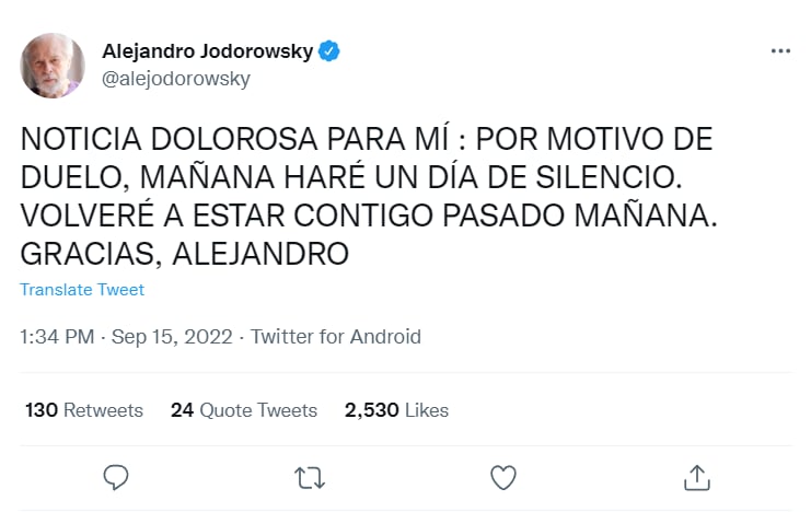 Muere actor Cristóbal Jodoroswky: Alejandro Jodorowsky rompió el silencio