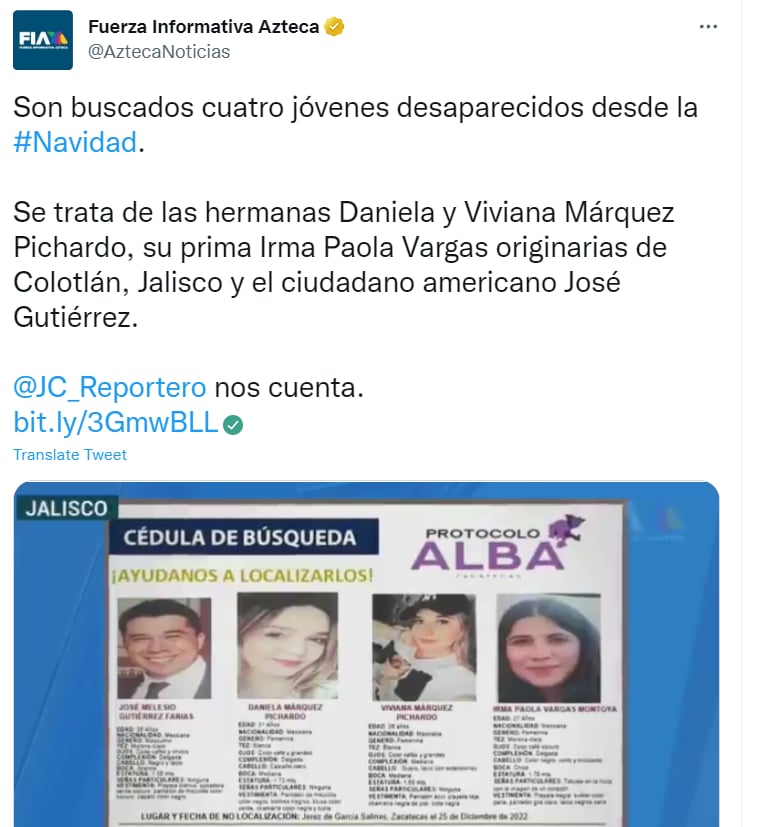 Reportan cuatro desaparecidos México: ¿Qué datos se conocen?