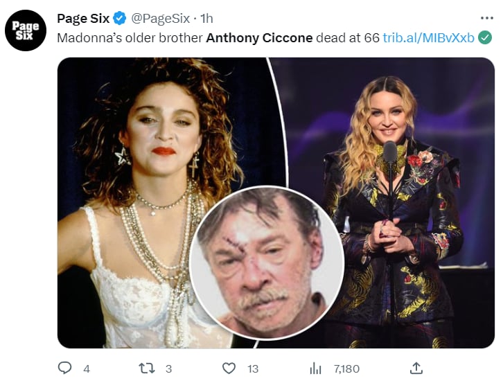 Brother Madonna dies: "God is there to wait for you"
