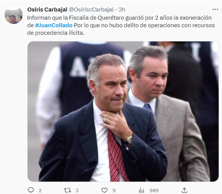 Liberan Juan Collado: "Nunca ha pedido ningún favor"
