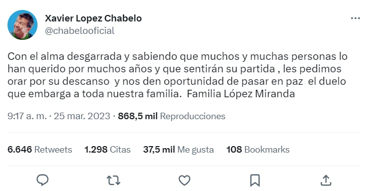 Causa muerte Xavier López: ¡No catafixió está despedida!