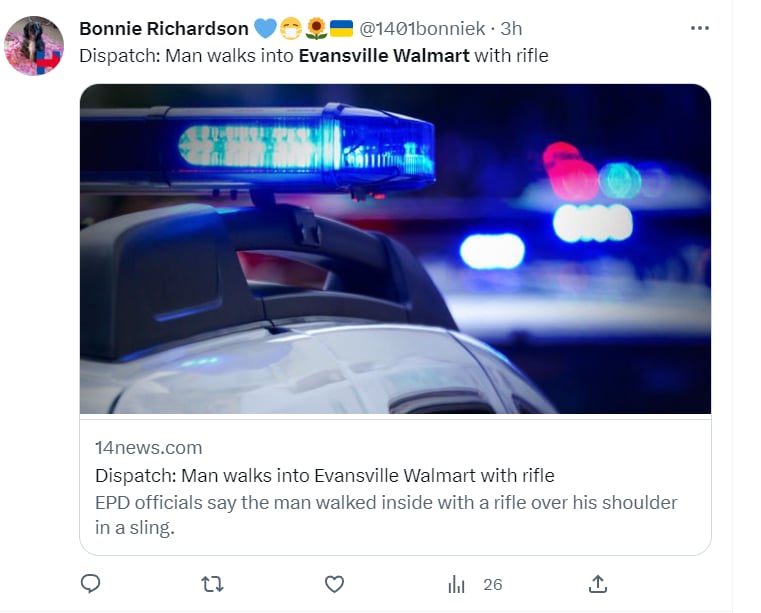 Hombre armado Walmart Evansville: ¿No violó la ley?