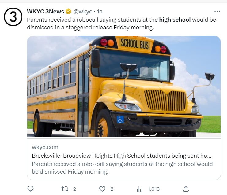 Brecksville-Broadview Heights High School: ¿Qué amenaza fue realizada?
